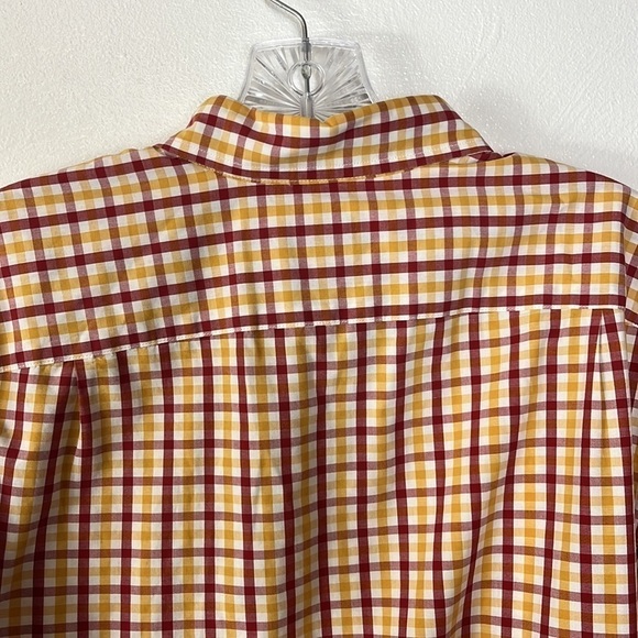 J. Crew Factory Button Down Shirt Men's M Fitted Red Gold Check 100% Cotton - Picture 12 of 13